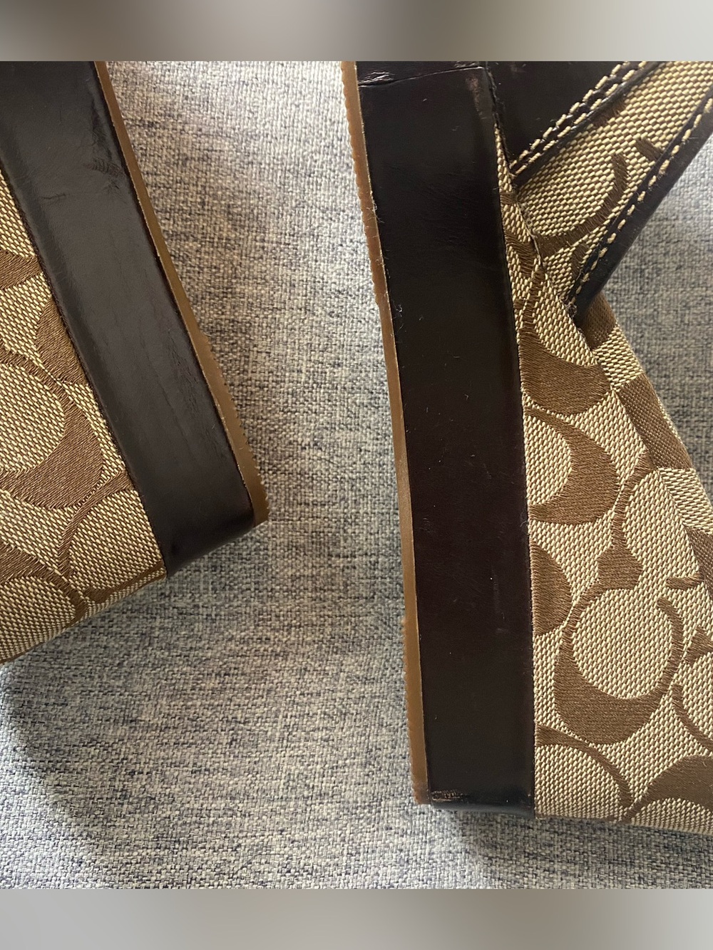 Coach Greta Brown Y2K Luxe Signature Brown Leather Slide Sandals Gold Buckle 7 - Picture 5 of 12